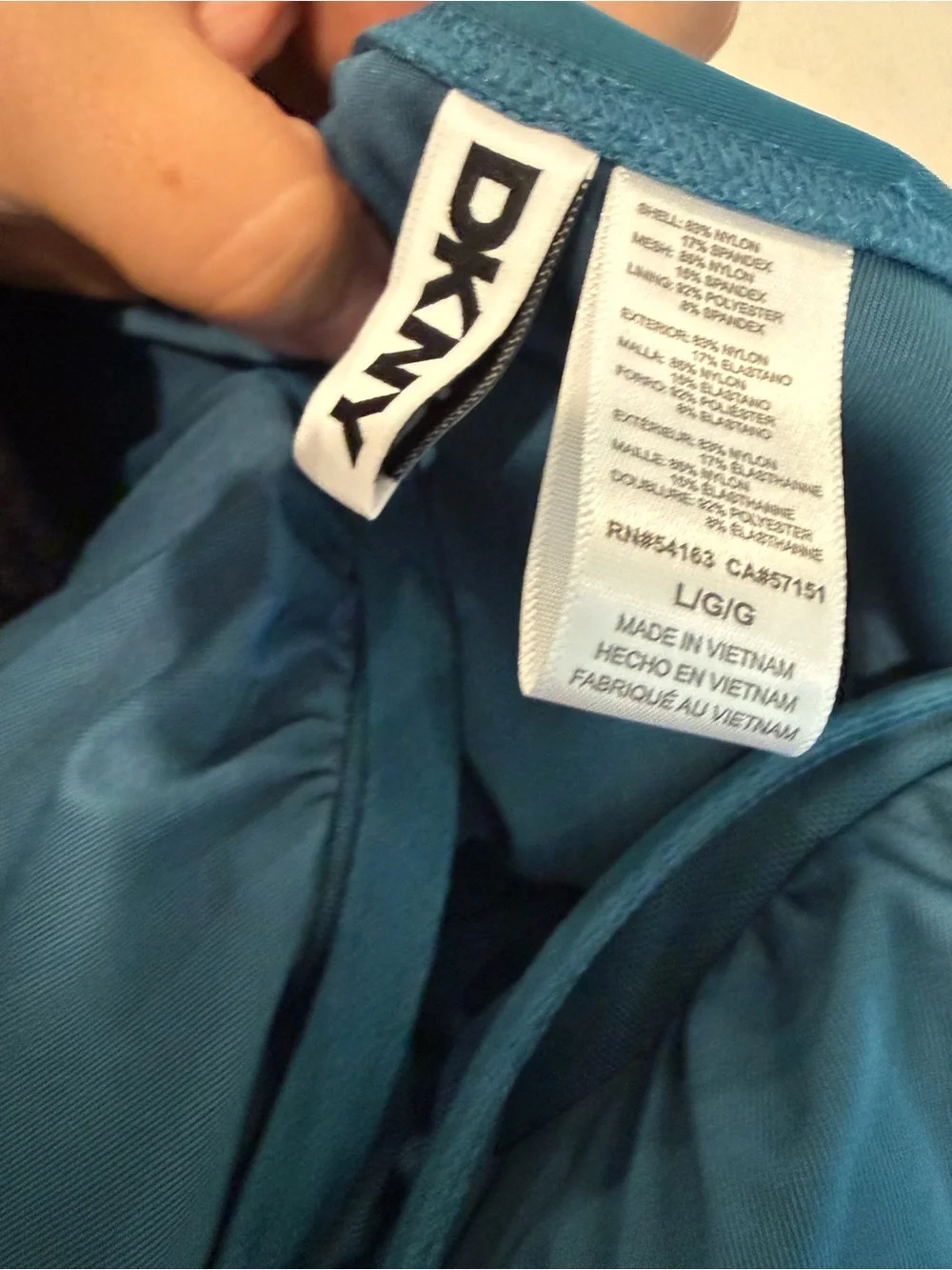 NEW DKNY Teal Ruffle V-Neck One-Piece Swimsuit Large - Picture 3 of 6